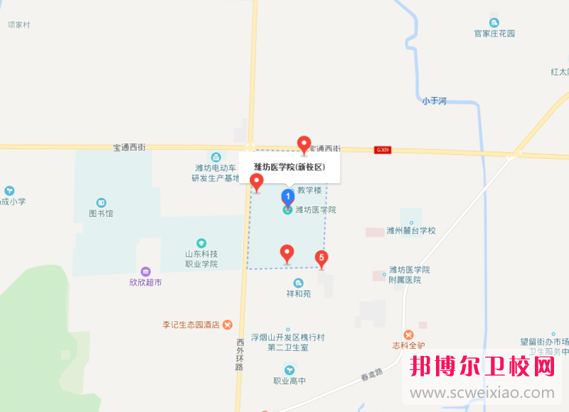 潍坊医学院地图 校园图片